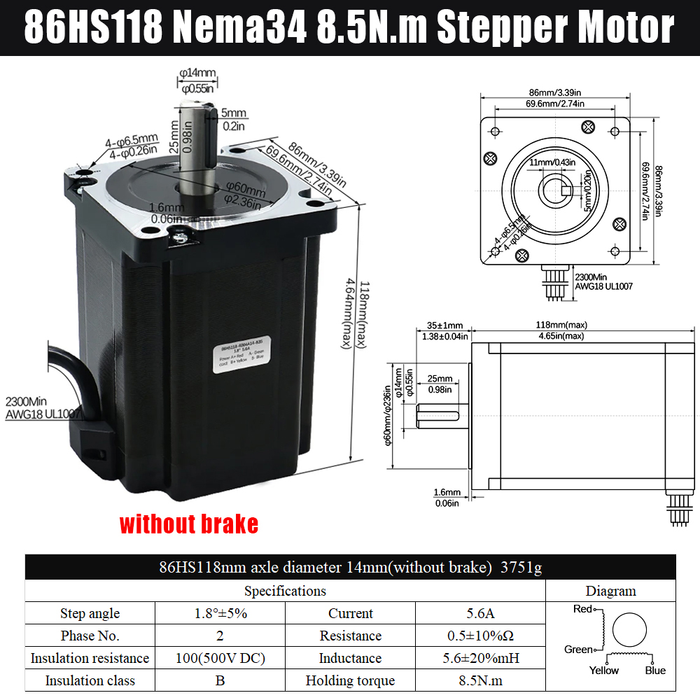 MHCNC Nema34 118mm 8.5Nm Kit M - Robot Arm Motor ulasan dan harga